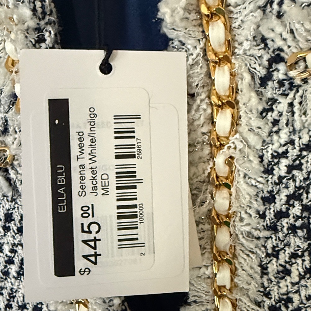 Generation Love Serena Tweed Jacket White/Indigo Size M NWT - Picture 4 of 7